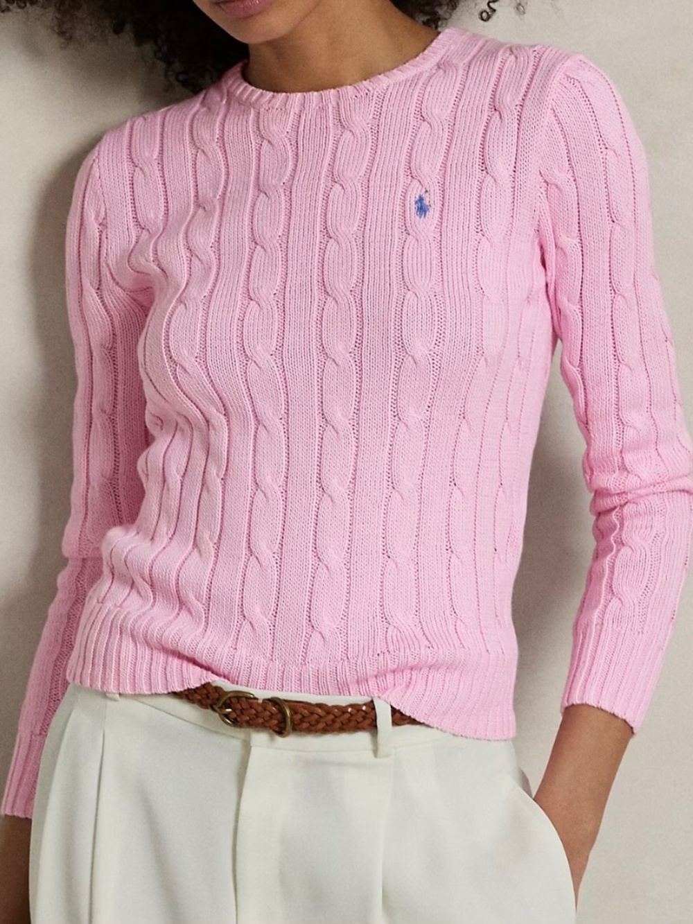 Polo Ralph Lauren Pink Cotton Cable Knit Sweater women’s size medium
